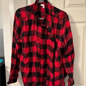 Time and Tru Red and Black Plaid Shirt